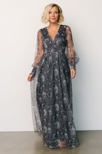 Layla Tulle Maxi Dress | Slate Floral - Baltic Born