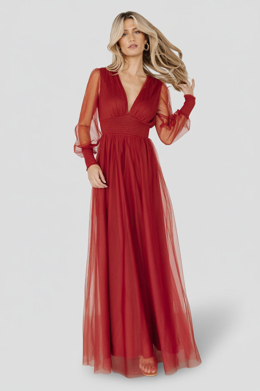 tulle overlay dress Baltic Born Womens Layla Tulle Maxi Dress | Terracotta