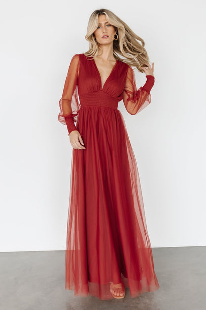 Layla Tulle Maxi Dress | Terracotta - Baltic Born