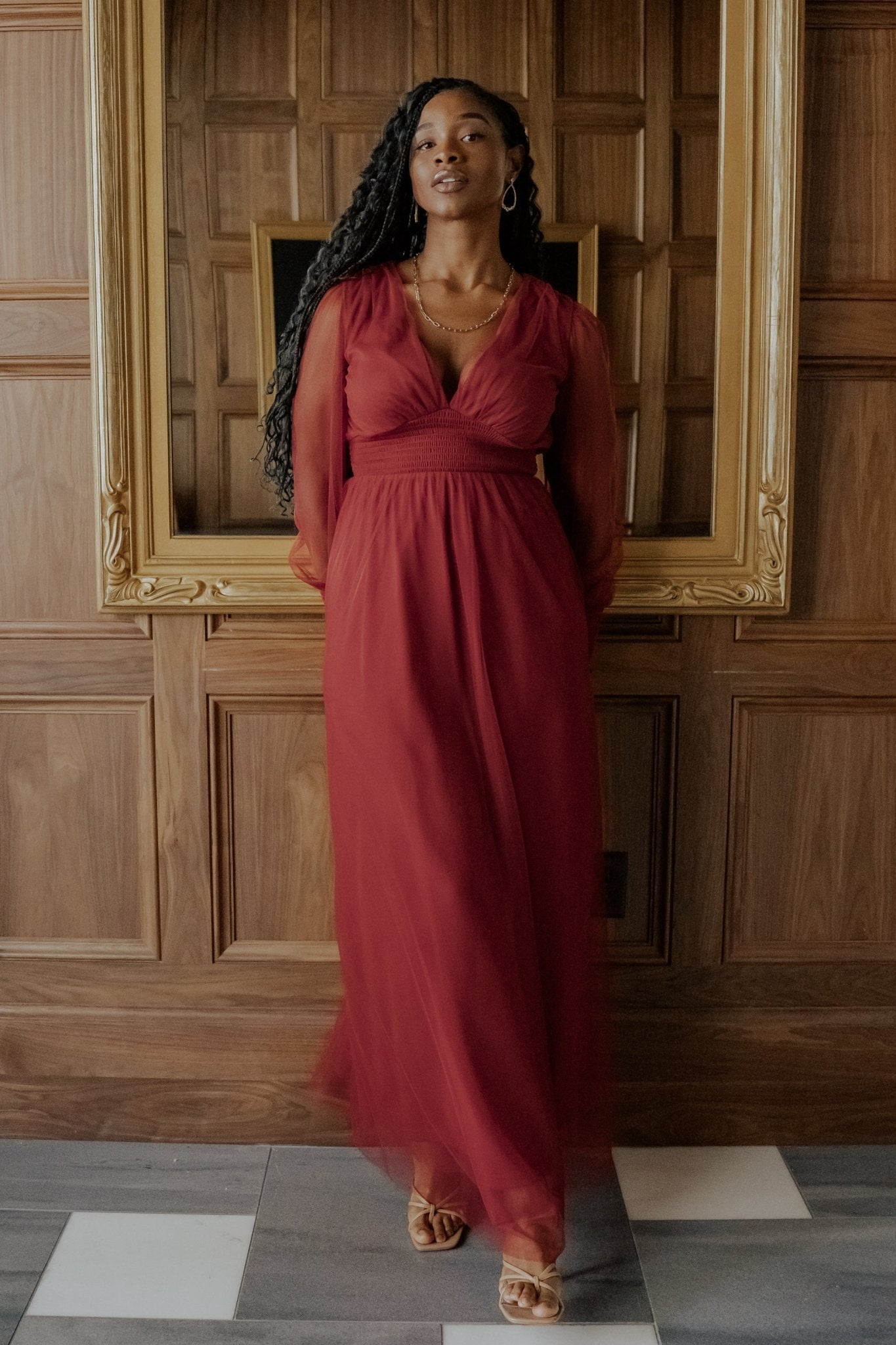 Baltic Born Womens Layla Tulle Maxi Dress | Terracotta