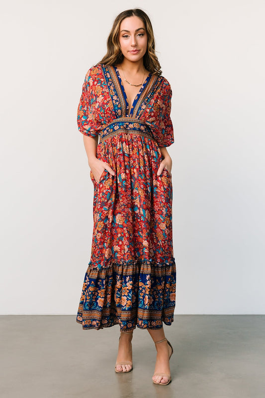 Leeanne Midi Dress | Red Multi Floral - Baltic Born