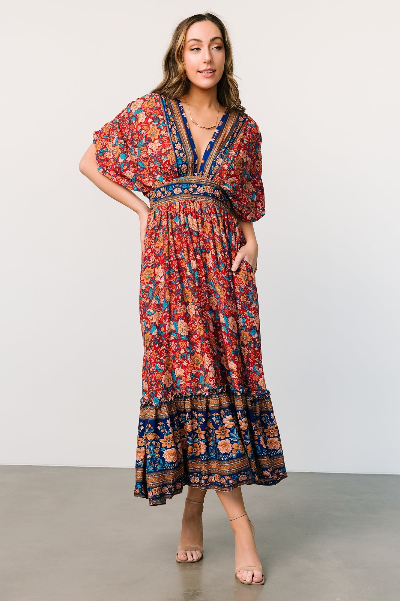 Leeanne Midi Dress | Red Multi Floral - Baltic Born