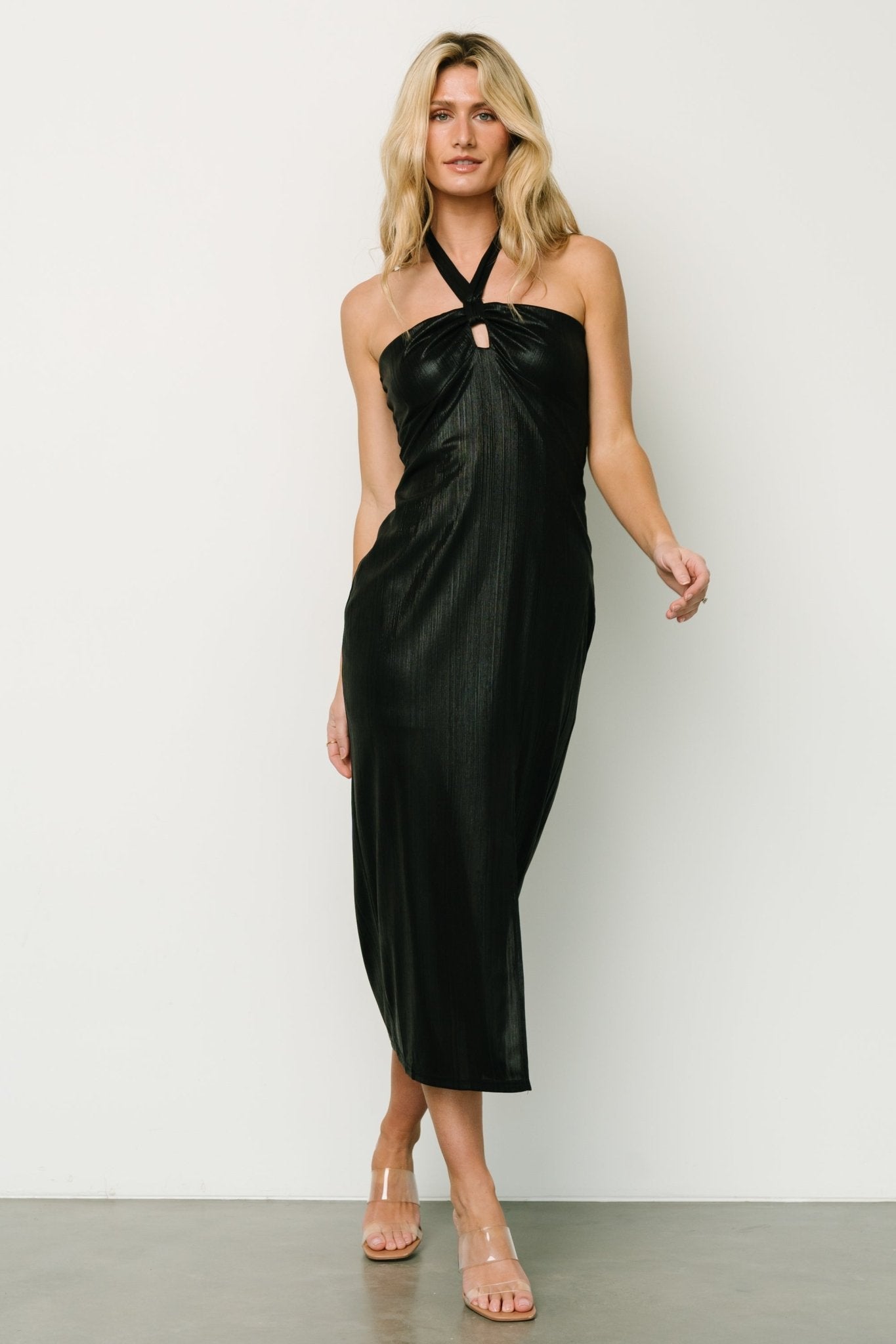 Leia Halter Midi Dress | Black - Baltic Born