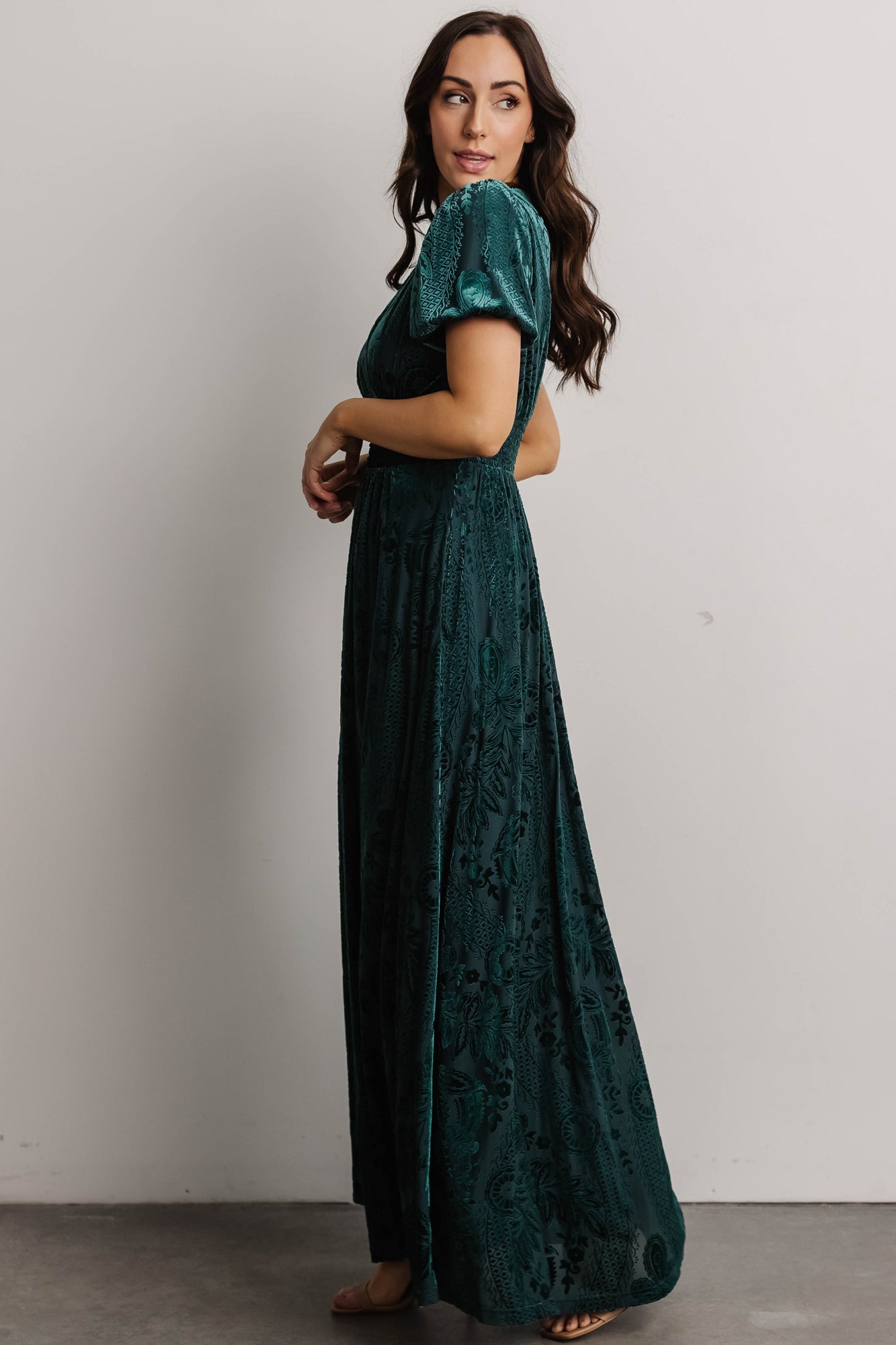 Leslie Velvet Maxi Dress | Bronze + Jade | Baltic Born