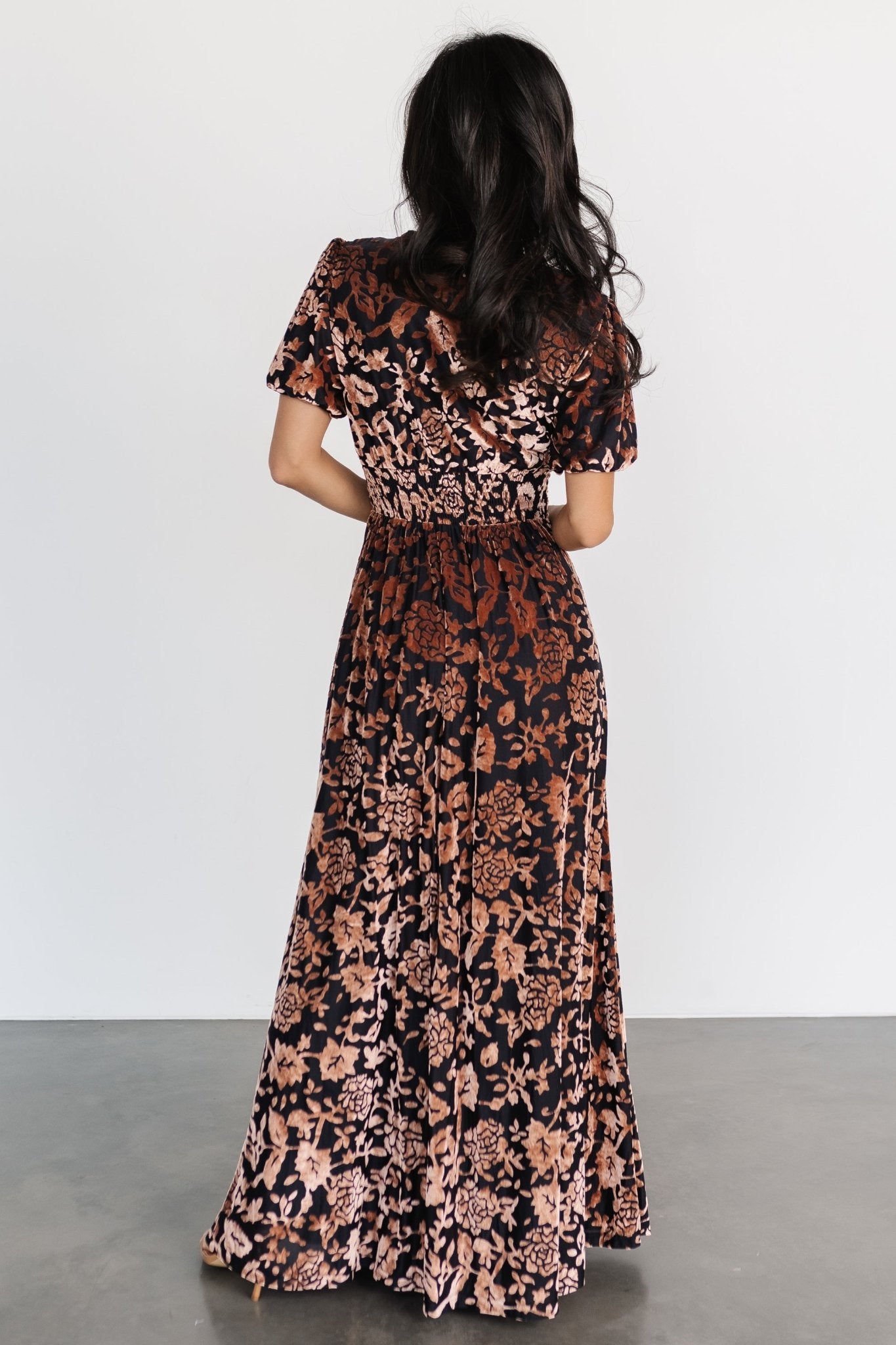 Leslie Velvet Maxi Dress | Black + Bronze - Baltic Born