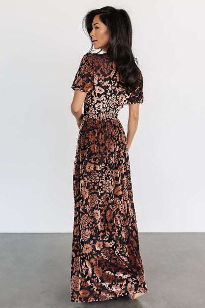 Leslie Velvet Maxi Dress | Black + Bronze - Baltic Born