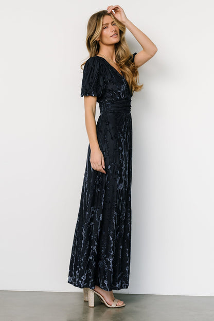 Leslie Velvet Maxi Dress | Deep Blue - Baltic Born