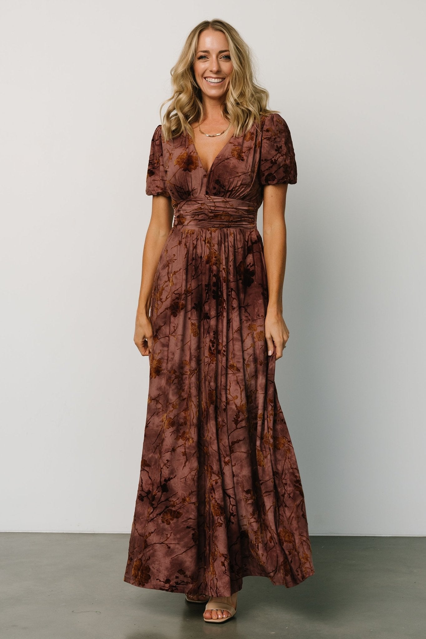 Leslie Velvet Maxi Dress | Dusty Clove - Baltic Born