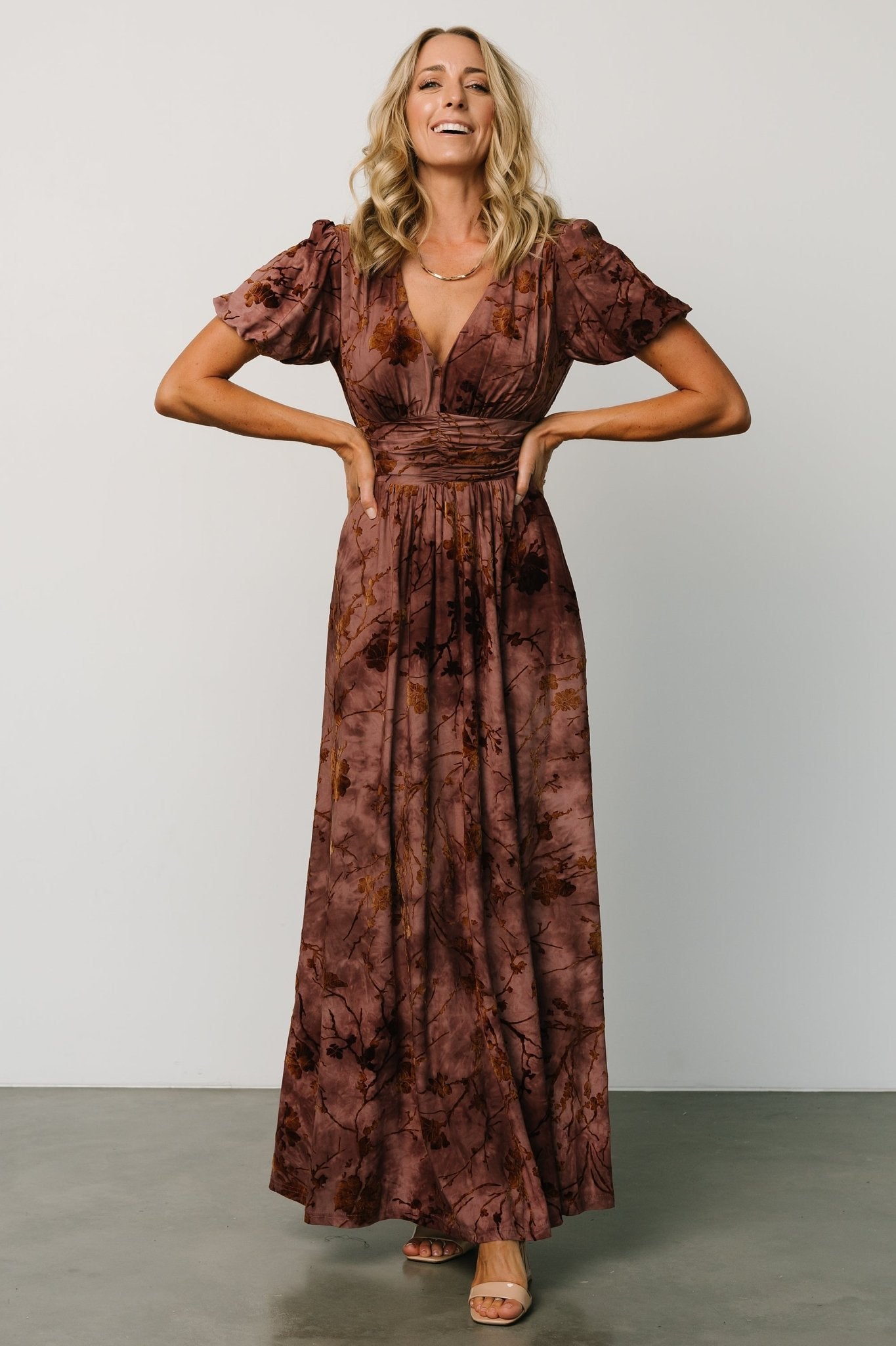 Leslie Velvet Maxi Dress | Dusty Clove - Baltic Born