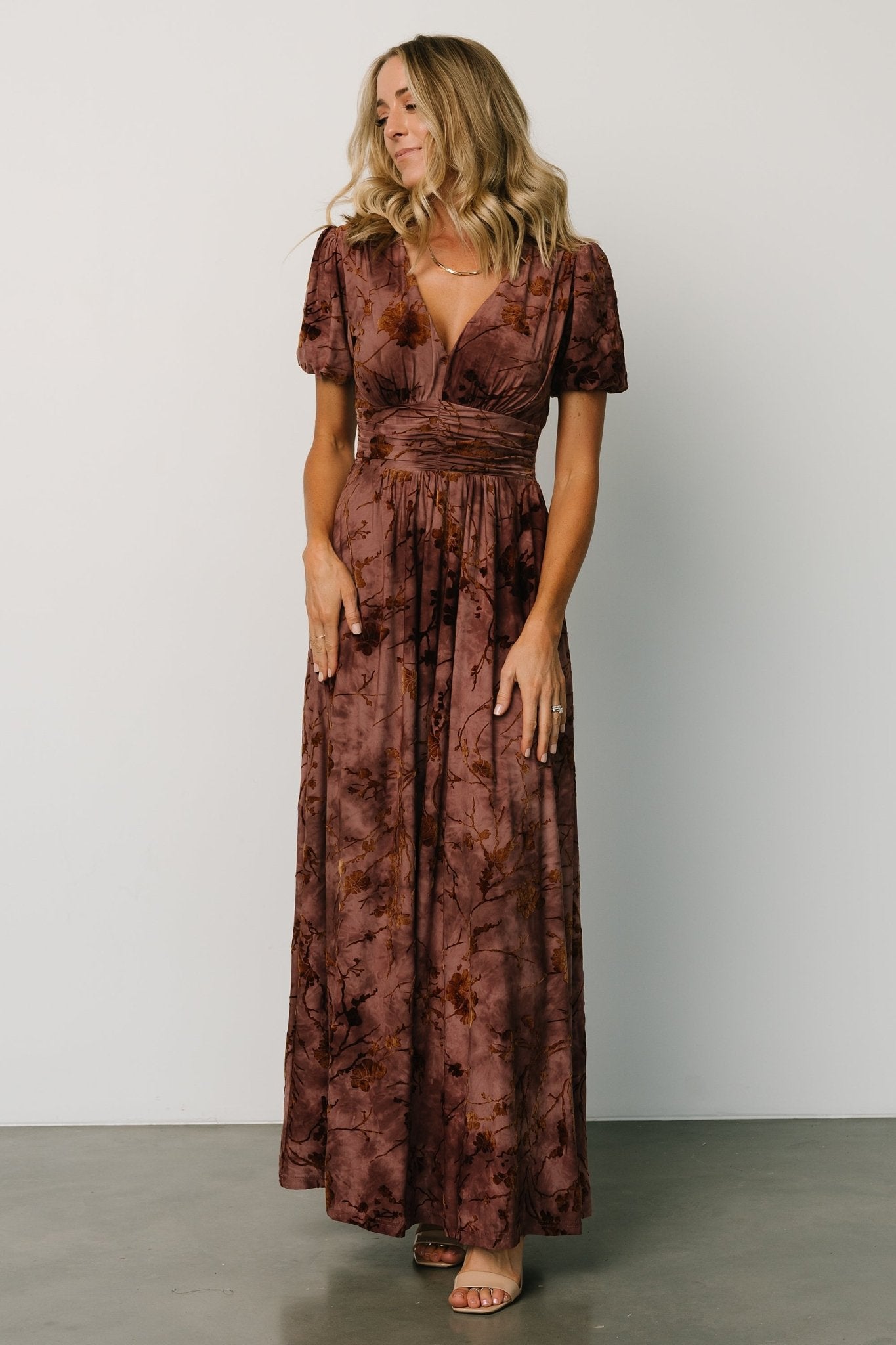 Leslie Velvet Maxi Dress | Dusty Clove - Baltic Born