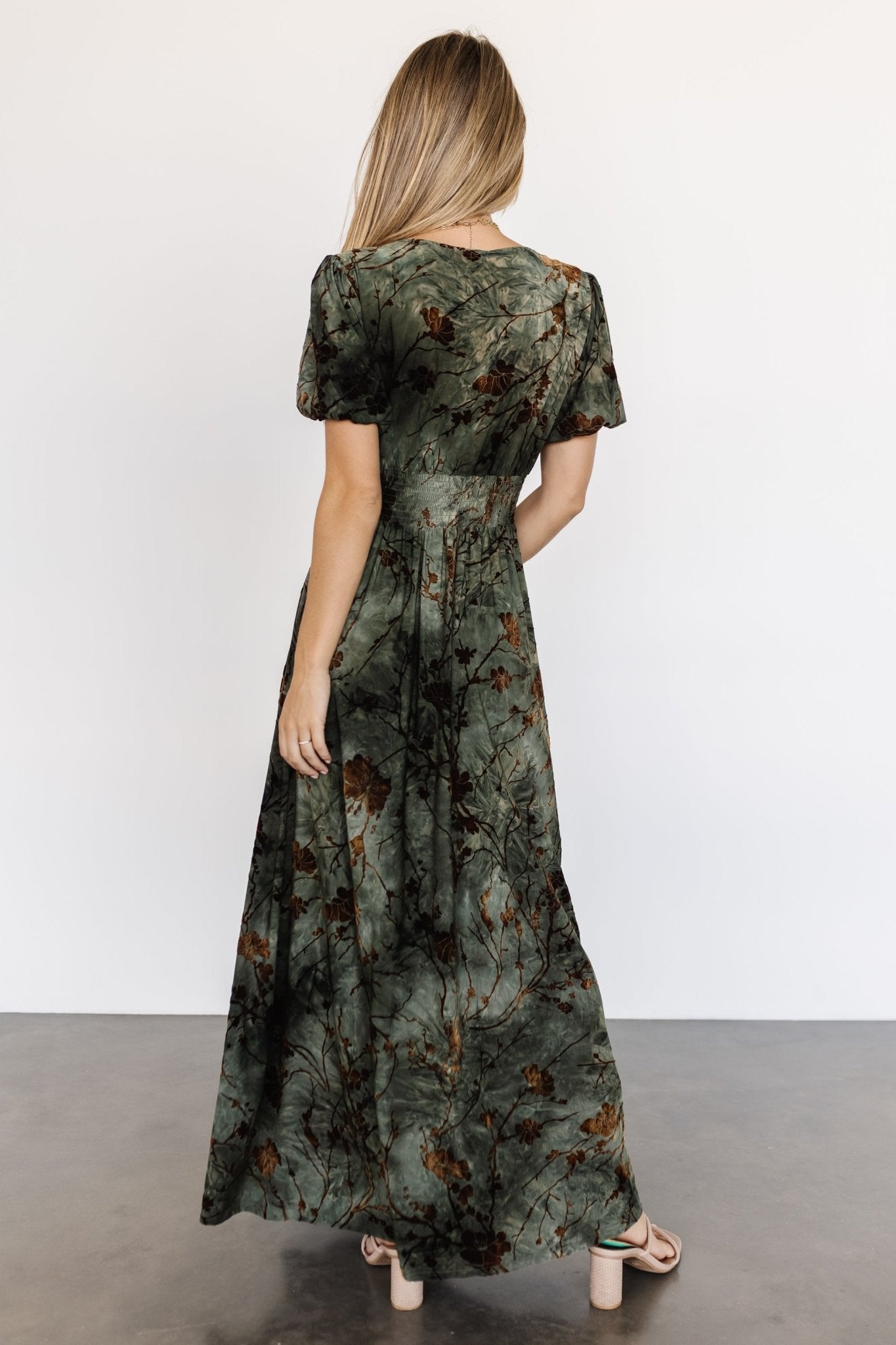 Leslie Velvet Maxi Dress | Green + Copper - Baltic Born