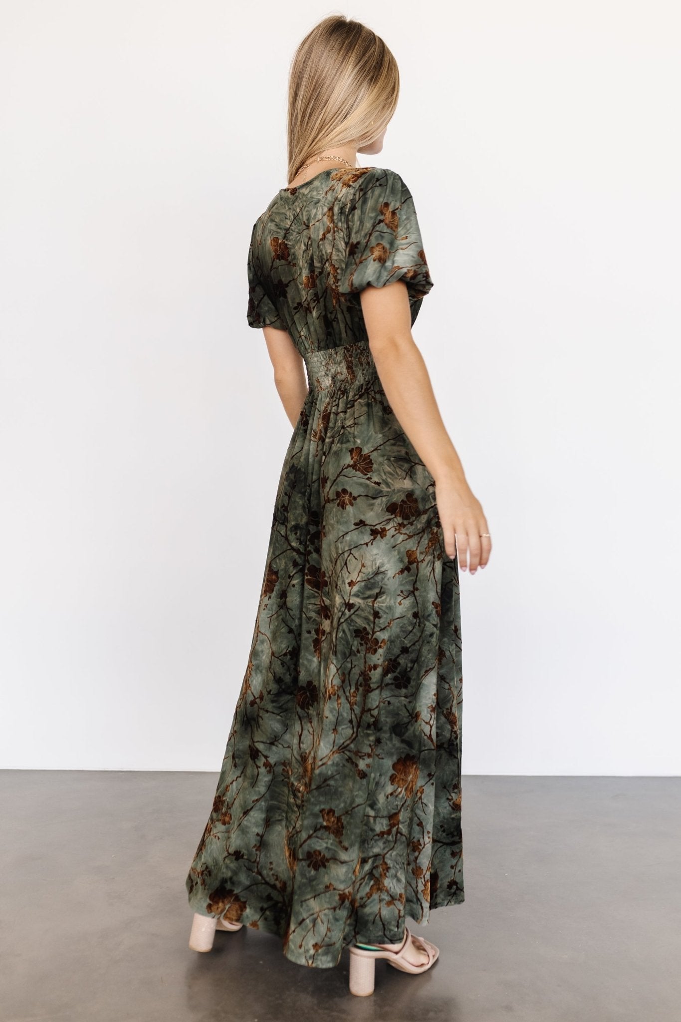 Leslie Velvet Maxi Dress | Green + Copper - Baltic Born