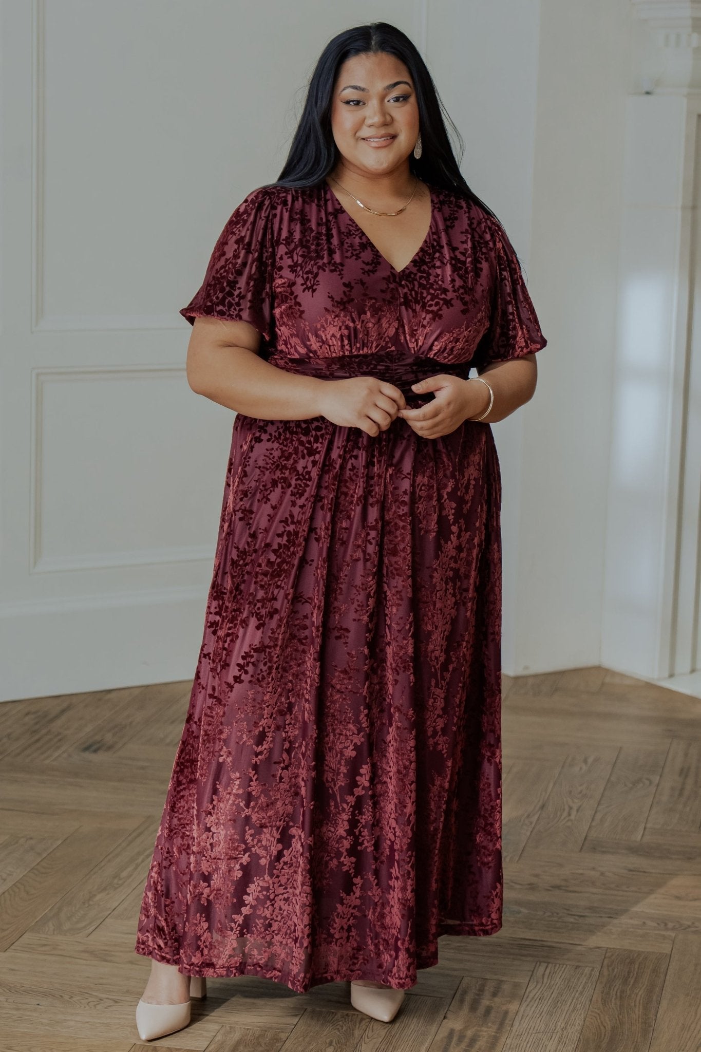 Leslie Velvet Maxi Dress | Mulberry - Baltic Born