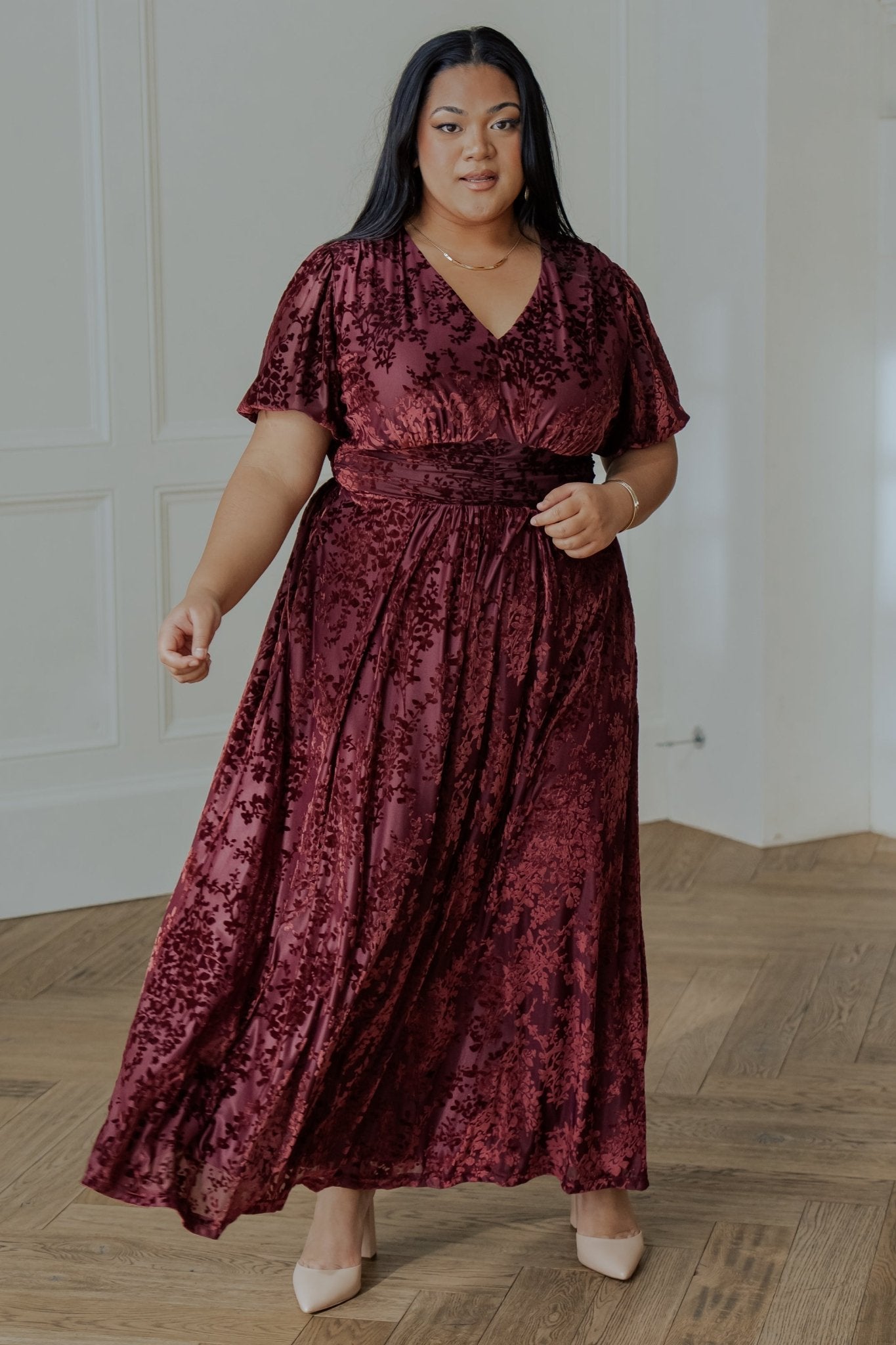 Leslie Velvet Maxi Dress | Mulberry - Baltic Born