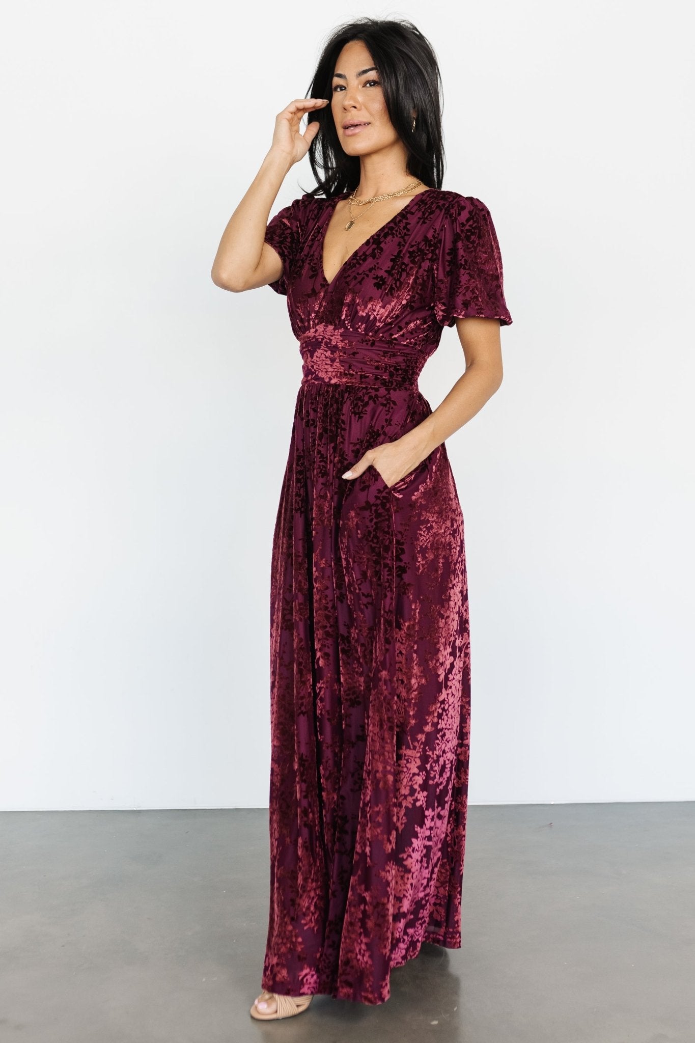 Leslie Velvet Maxi Dress | Mulberry - Baltic Born