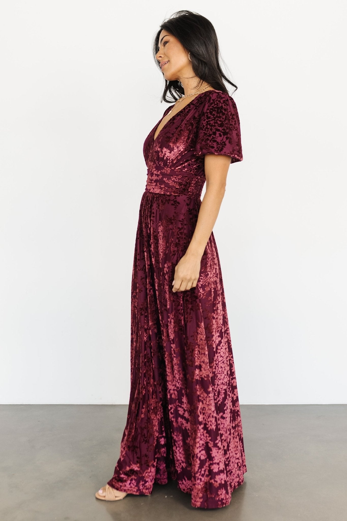 Leslie Velvet Maxi Dress | Mulberry - Baltic Born