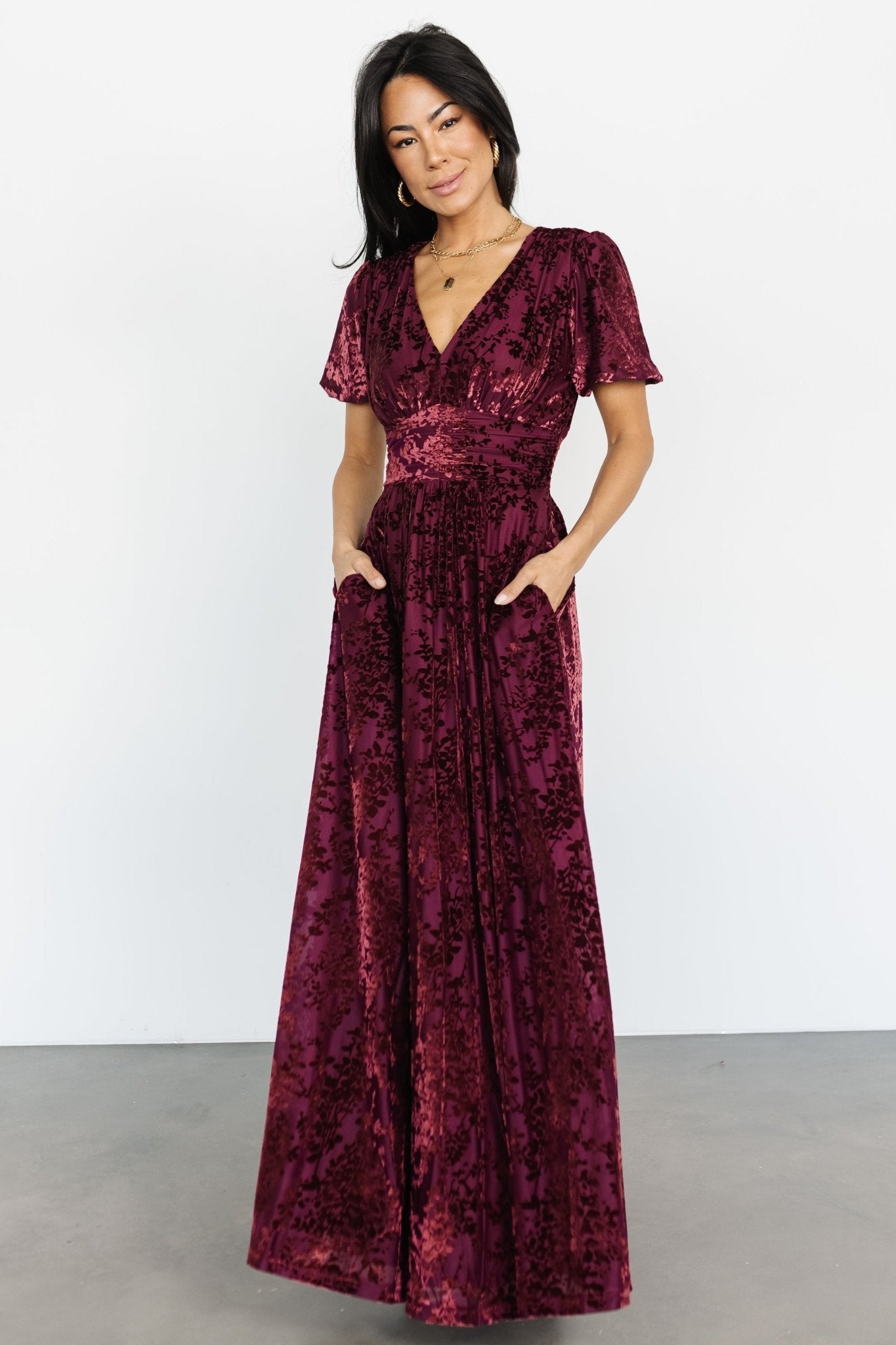 Leslie Velvet Maxi Dress | Mulberry - Baltic Born