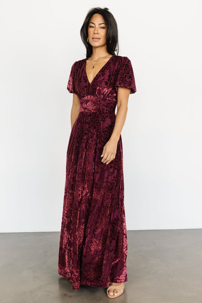 Leslie Velvet Maxi Dress | Mulberry - Baltic Born