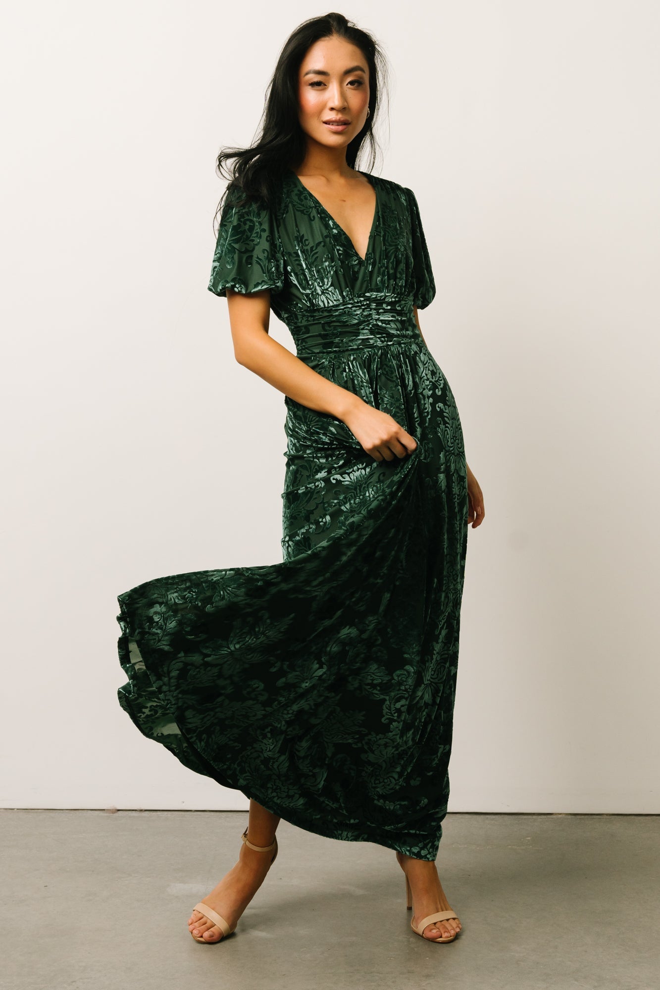 Leslie Velvet Maxi Dress | Pine - Baltic Born