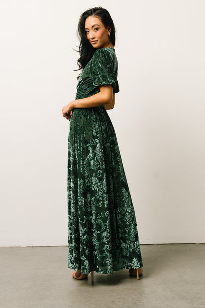 Leslie Velvet Maxi Dress | Pine - Baltic Born