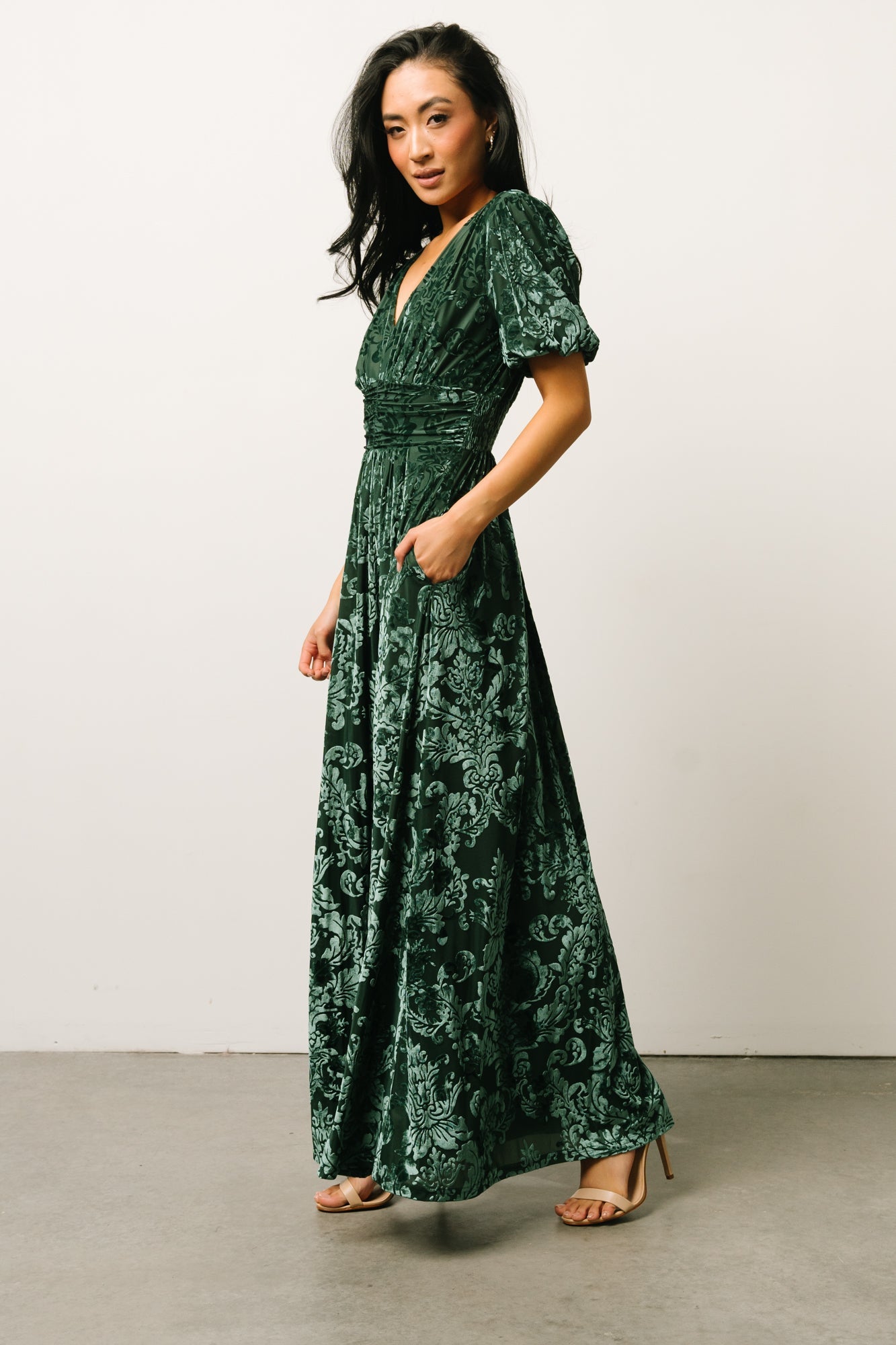 Leslie Velvet Maxi Dress | Pine - Baltic Born