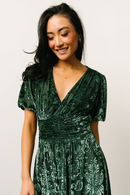 Leslie Velvet Maxi Dress | Pine - Baltic Born