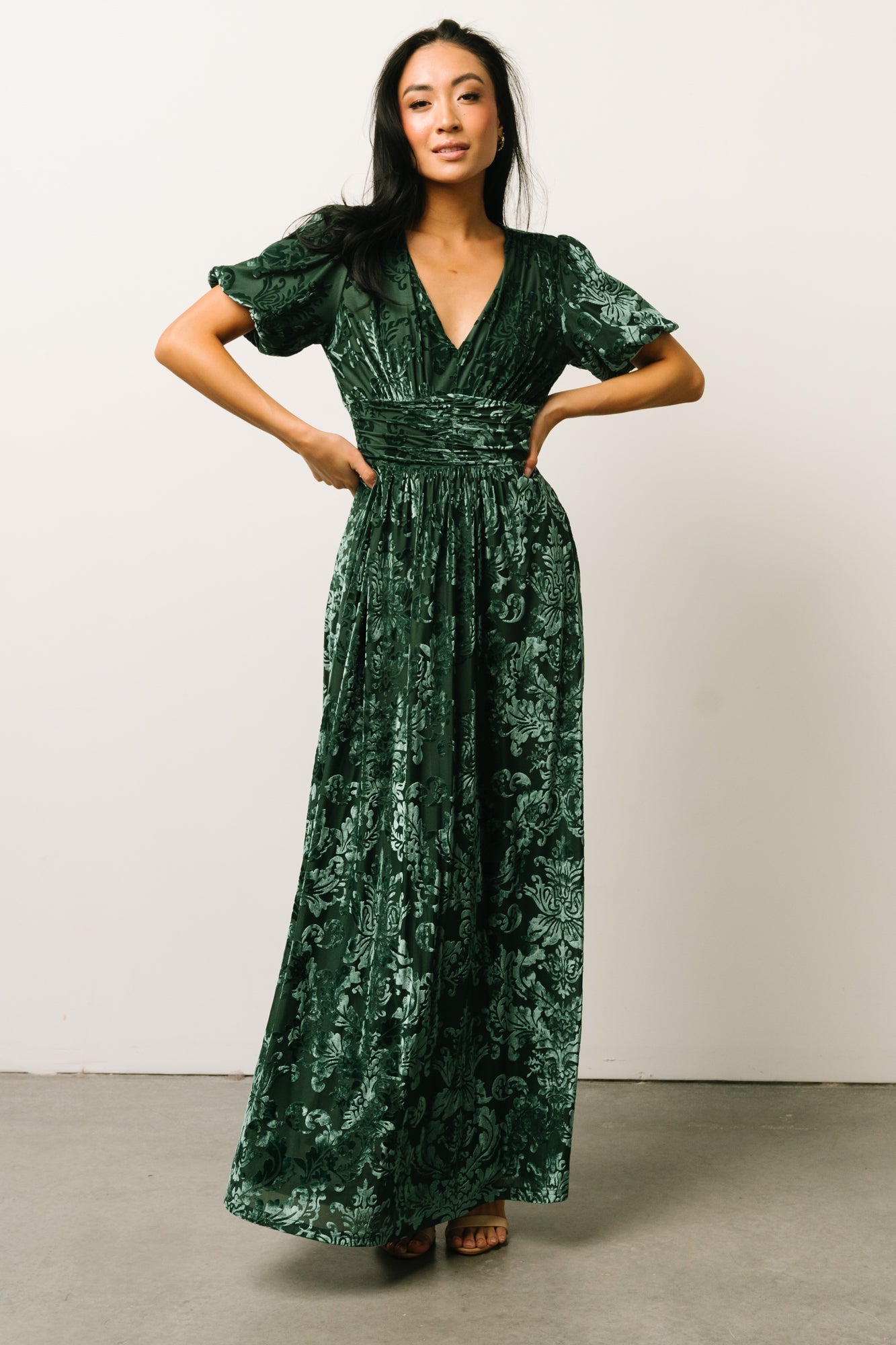 Leslie Velvet Maxi Dress | Pine - Baltic Born