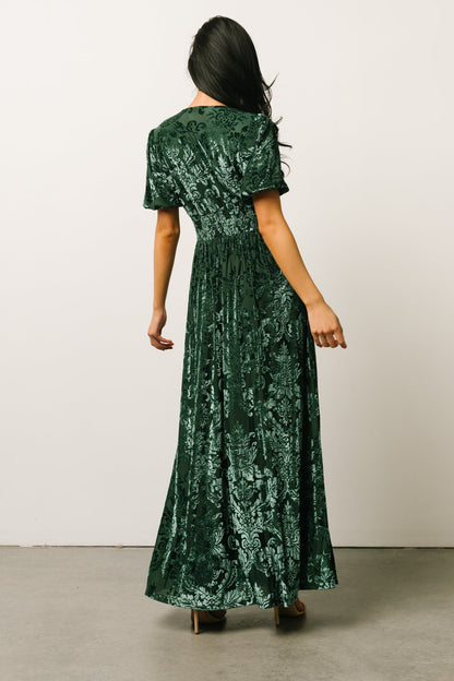 Leslie Velvet Maxi Dress | Pine - Baltic Born