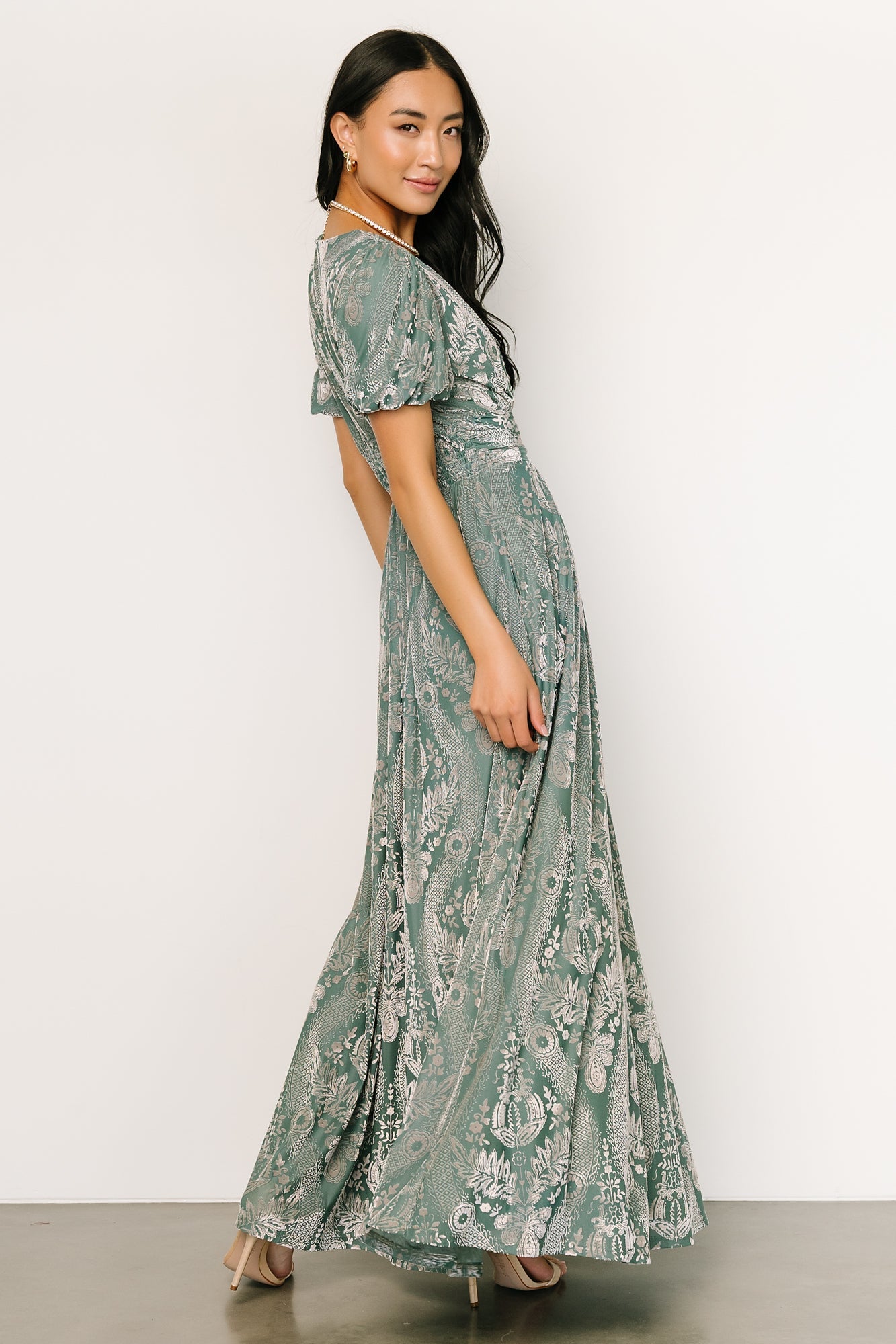 Leslie Velvet Maxi Dress | Sage + Silver - Baltic Born