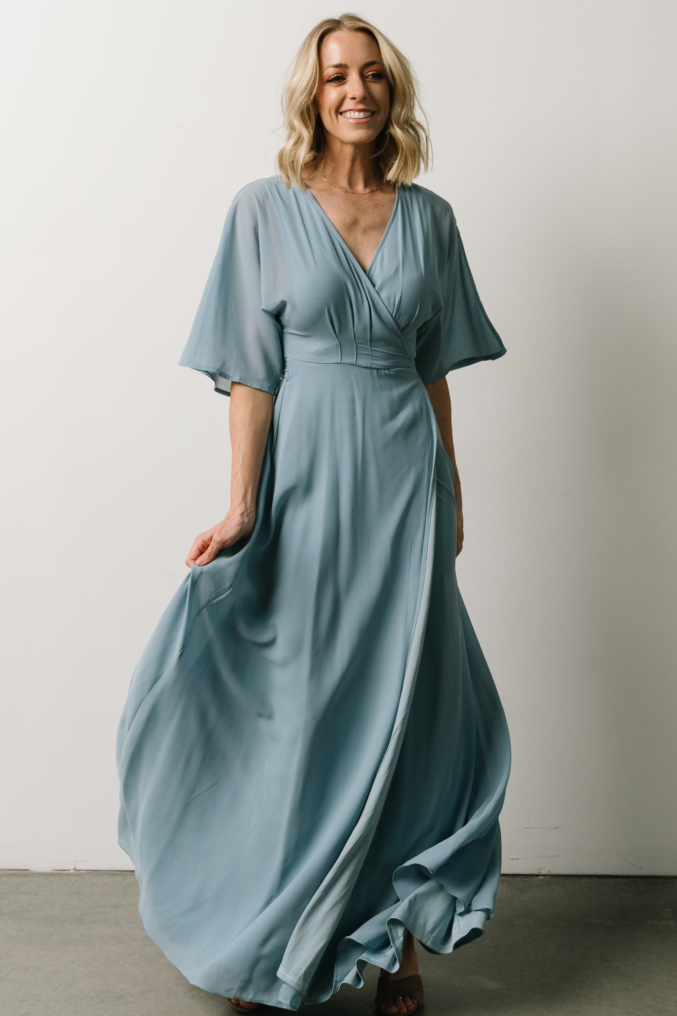 Lilly Wrap Maxi Dress | Dusty Blue - Baltic Born