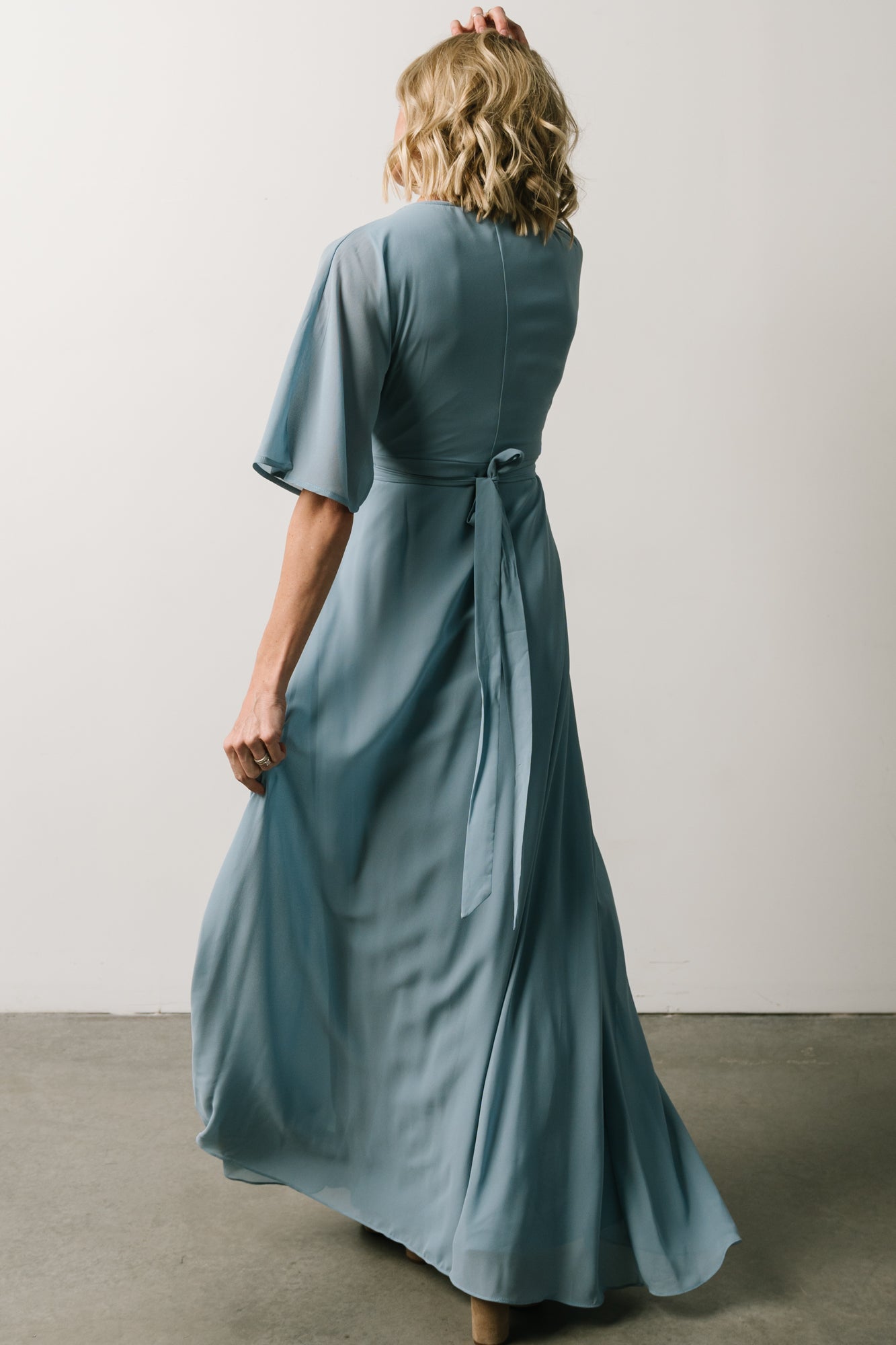 Lilly Wrap Maxi Dress | Dusty Blue - Baltic Born