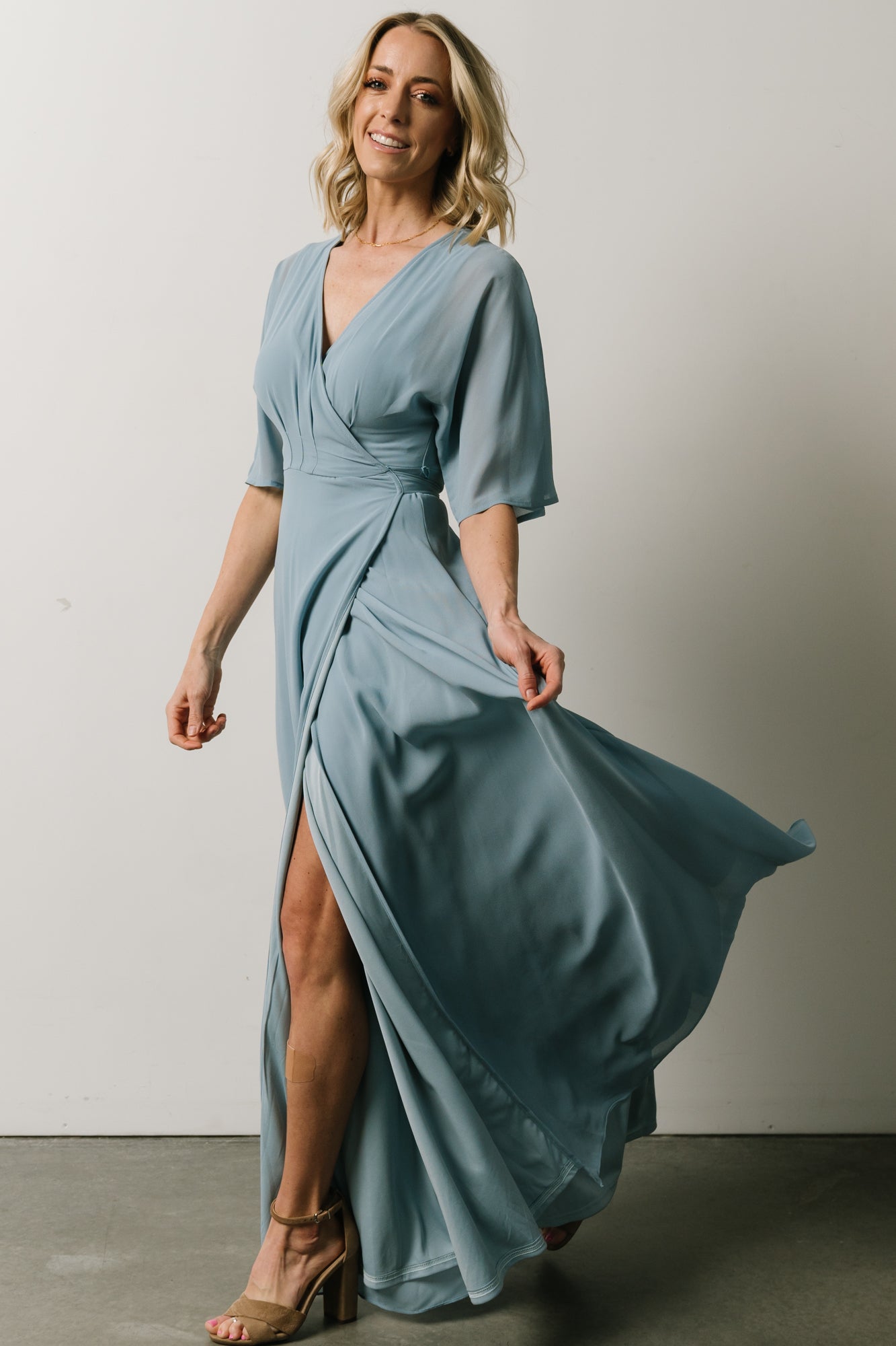 Lilly Wrap Maxi Dress | Dusty Blue - Baltic Born