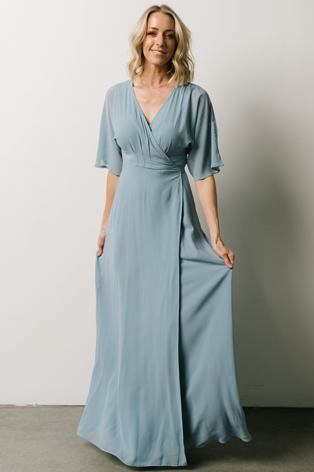 Lilly Wrap Maxi Dress | Dusty Blue - Baltic Born