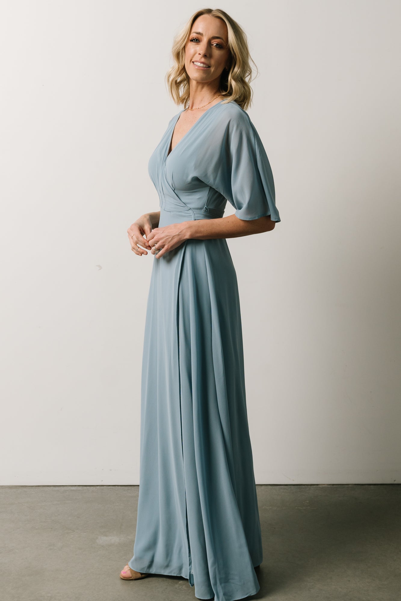 Lilly Wrap Maxi Dress | Dusty Blue - Baltic Born