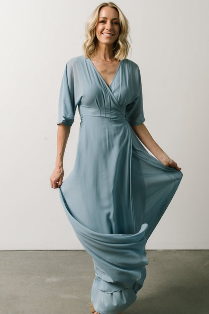 Lilly Wrap Maxi Dress | Dusty Blue - Baltic Born