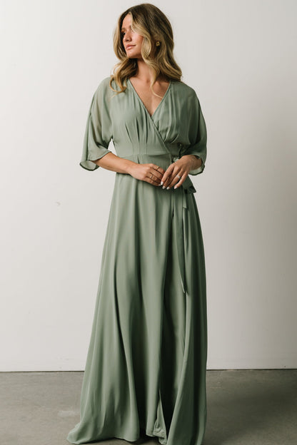 Lilly Wrap Maxi Dress | Dusty Sage - Baltic Born