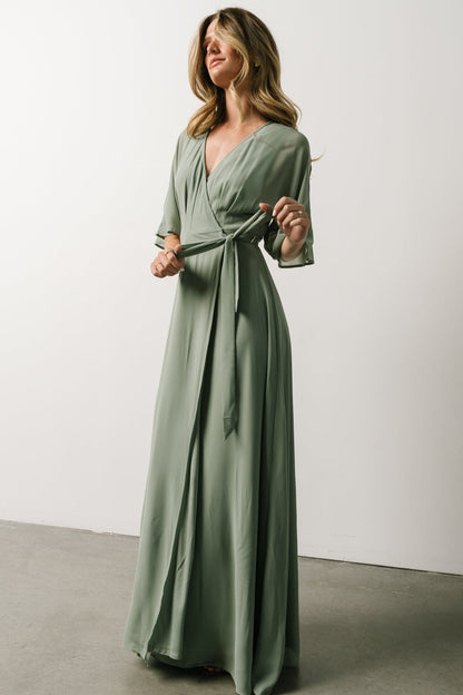 Lilly Wrap Maxi Dress | Dusty Sage - Baltic Born