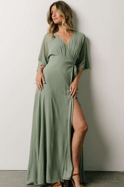 Lilly Wrap Maxi Dress | Dusty Sage - Baltic Born