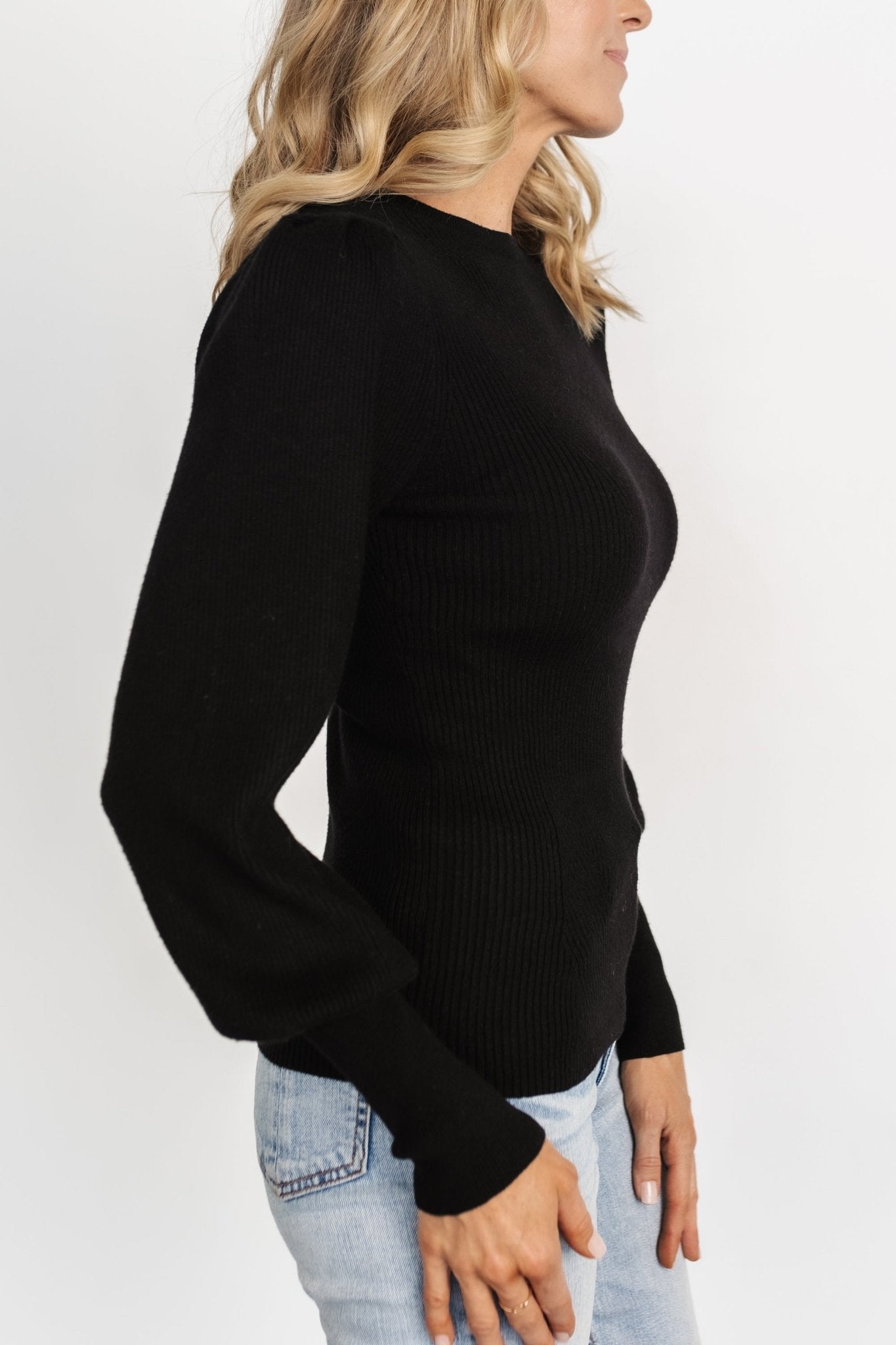 Lilou Rib Knit Sweater | Black - Baltic Born