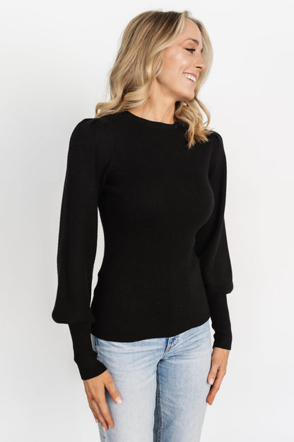 Lilou Rib Knit Sweater | Black - Baltic Born