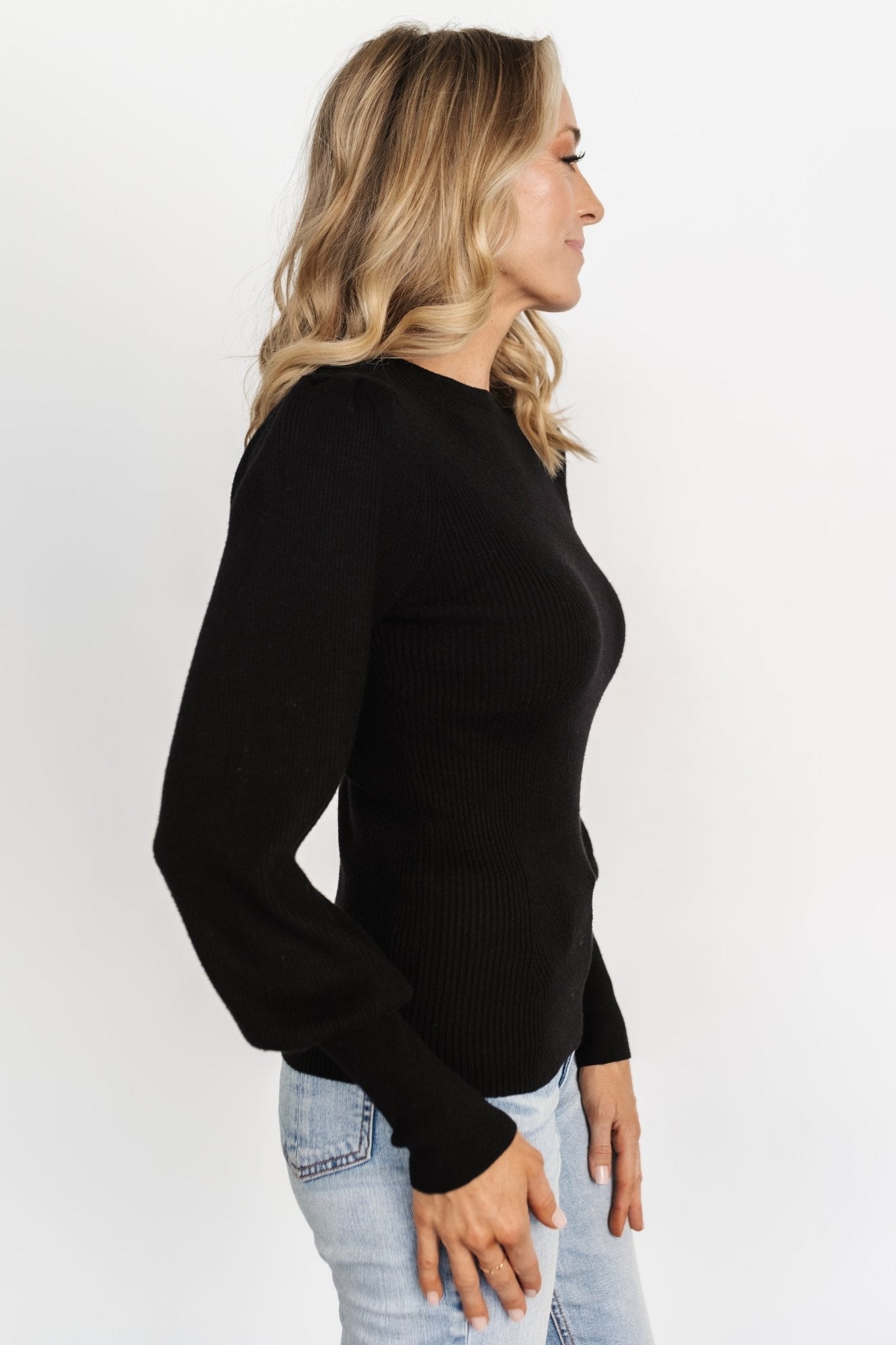 Lilou Rib Knit Sweater | Black - Baltic Born