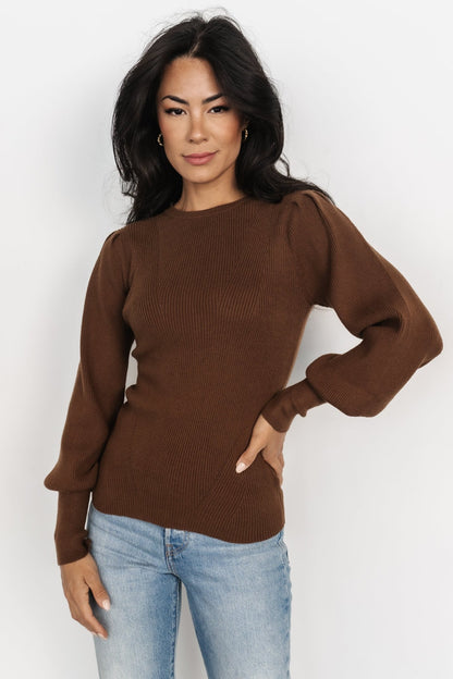 Lilou Rib Knit Sweater | Brown - Baltic Born