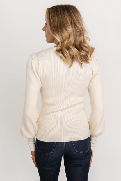 Lilou Rib Knit Sweater | Ivory - Baltic Born