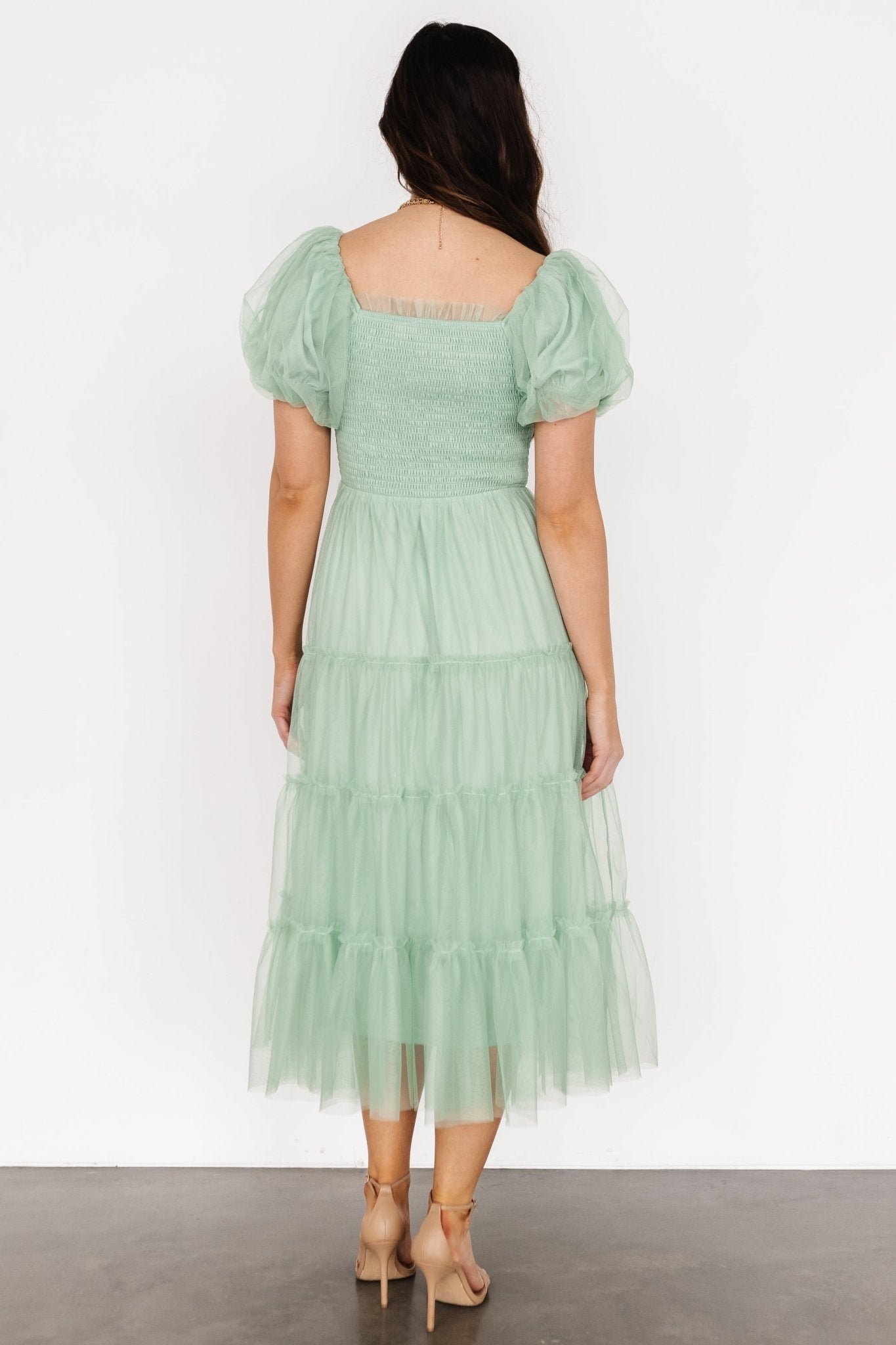 Liv Tulle Midi Dress | Light Green - Baltic Born