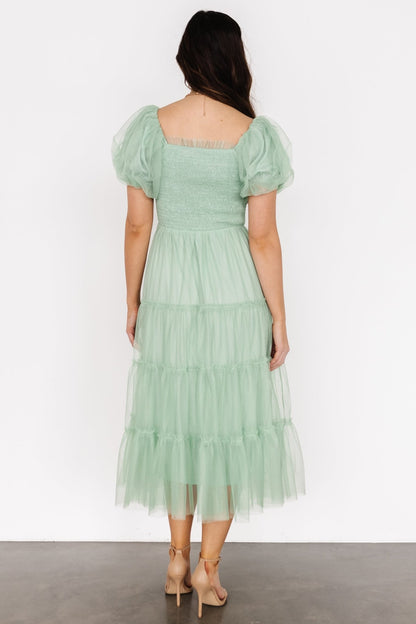 Liv Tulle Midi Dress | Light Green - Baltic Born