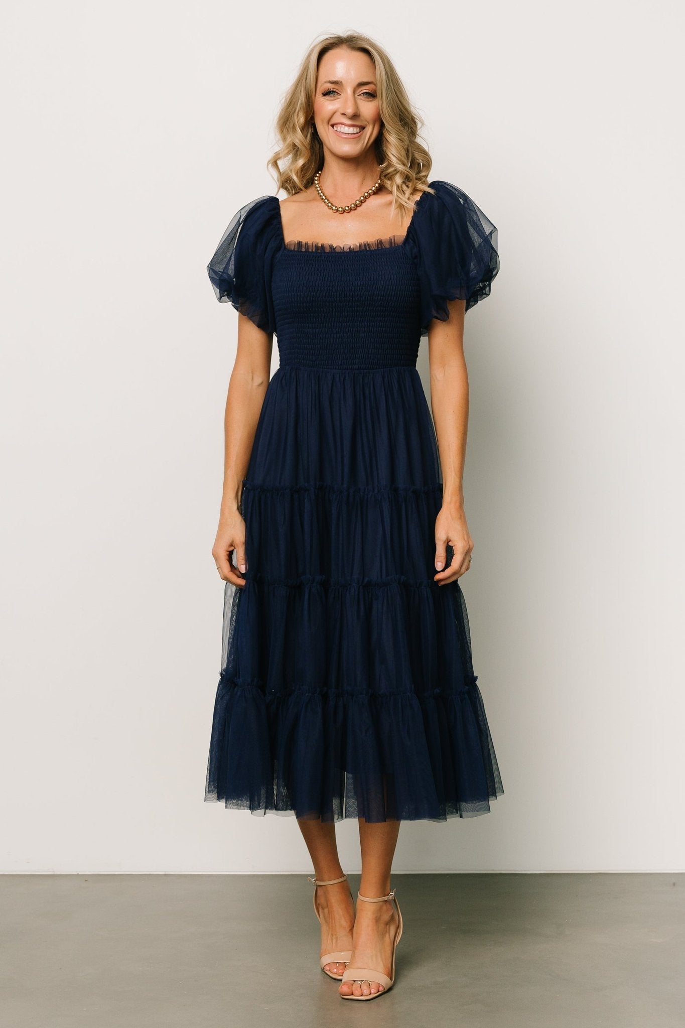 Liv Tulle Midi Dress | Navy - Baltic Born