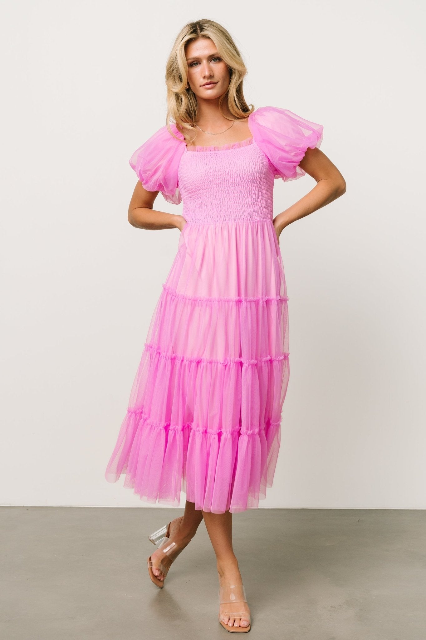 Liv Tulle Midi Dress | Pink - Baltic Born