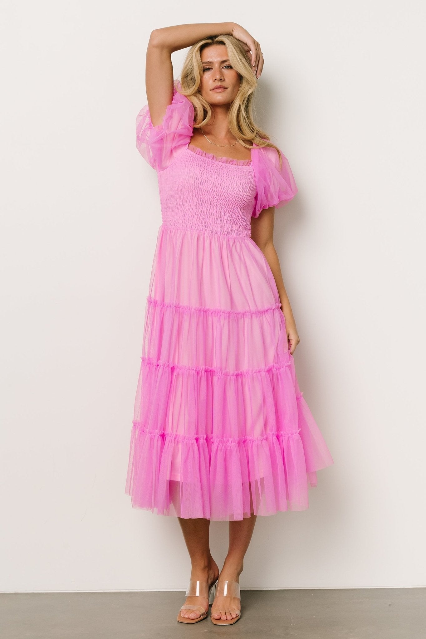 Liv Tulle Midi Dress | Pink - Baltic Born