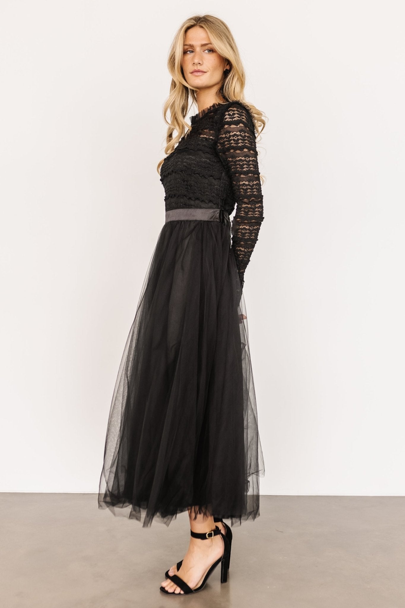 Lonnie Tulle Dress Lace Bodice, Black | Baltic Born XL Lonnie Tulle Dress Lace Bodice, Black | Baltic Born XL