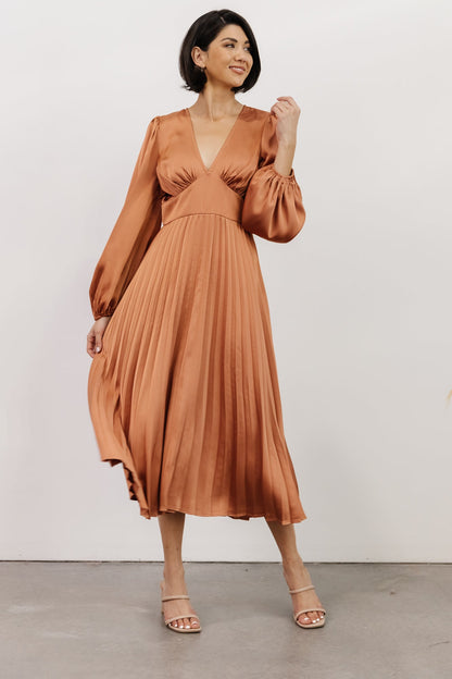 Louie Pleated Midi Dress | Salmon - Baltic Born